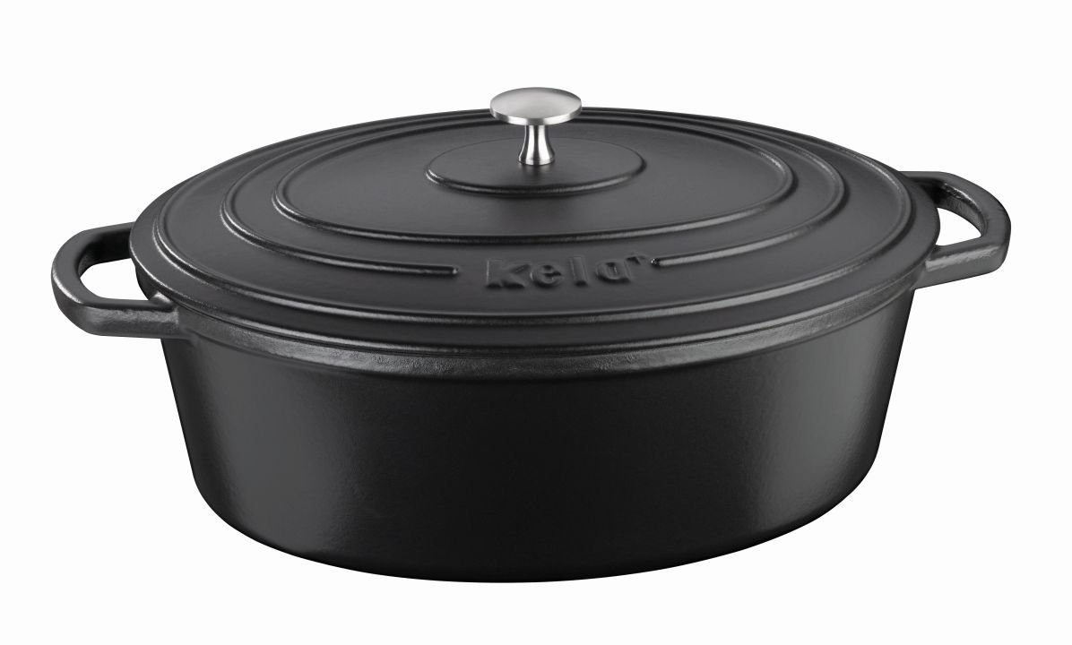 Kela Gusseisen-Bräter Calido oval schwarz matt 6,5 l