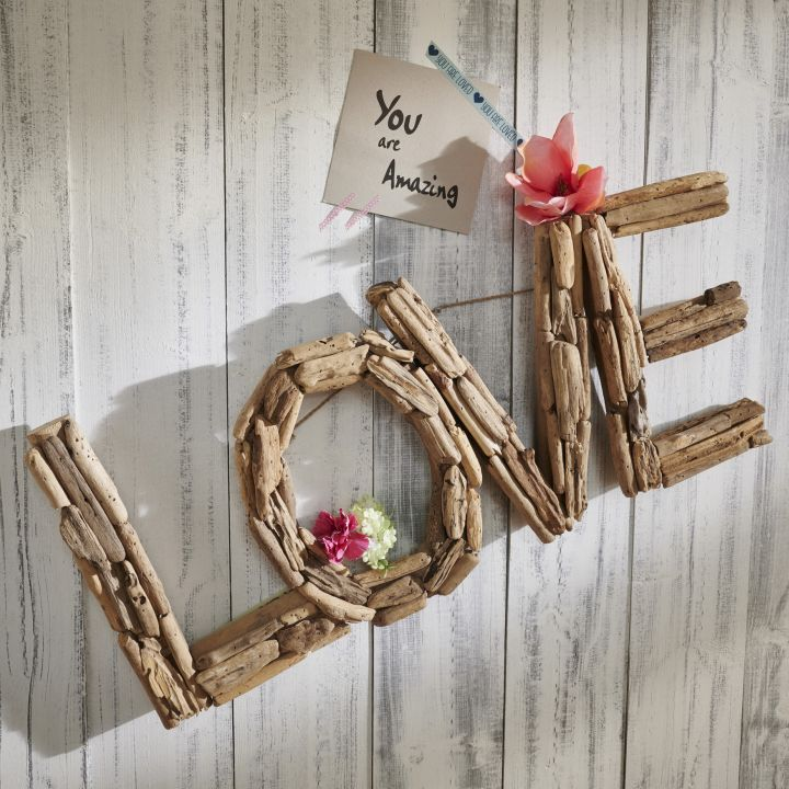 Unikat Wanddeko 'Love' natur 70 x 30 cm