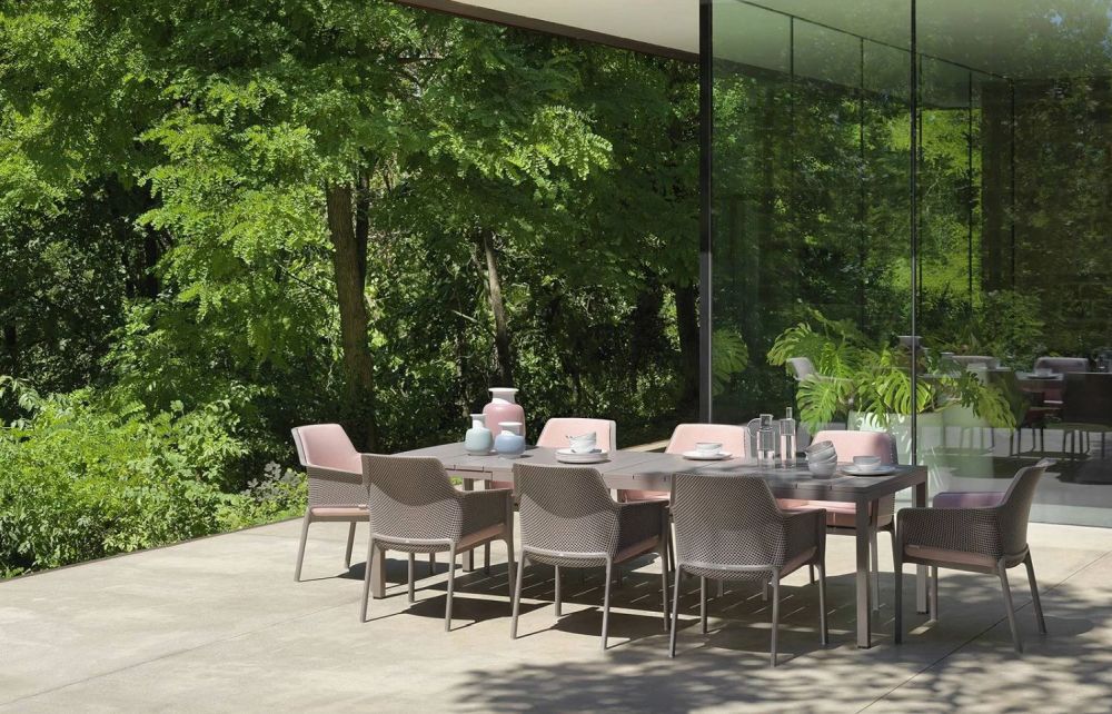 Nardi Tisch Rio 210 - Farbe tortora - beige, Matt-Effekt, Füße höhenverstellbar, ausziehbar, rutschfest