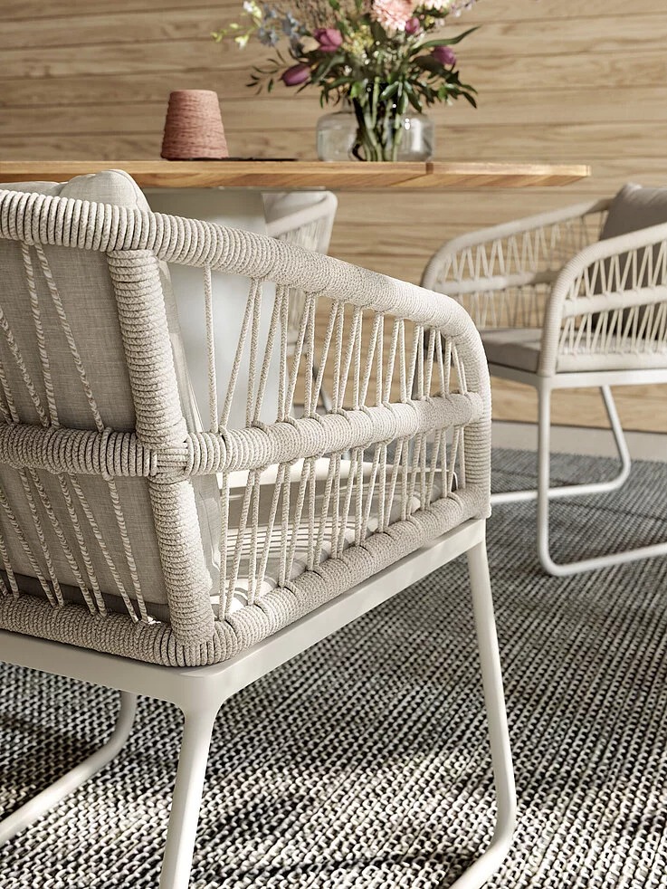 Armlehnstuhl JUSTB! MUSTERRING - inkl. Sitz- und Rückenkissen Ivory Stone