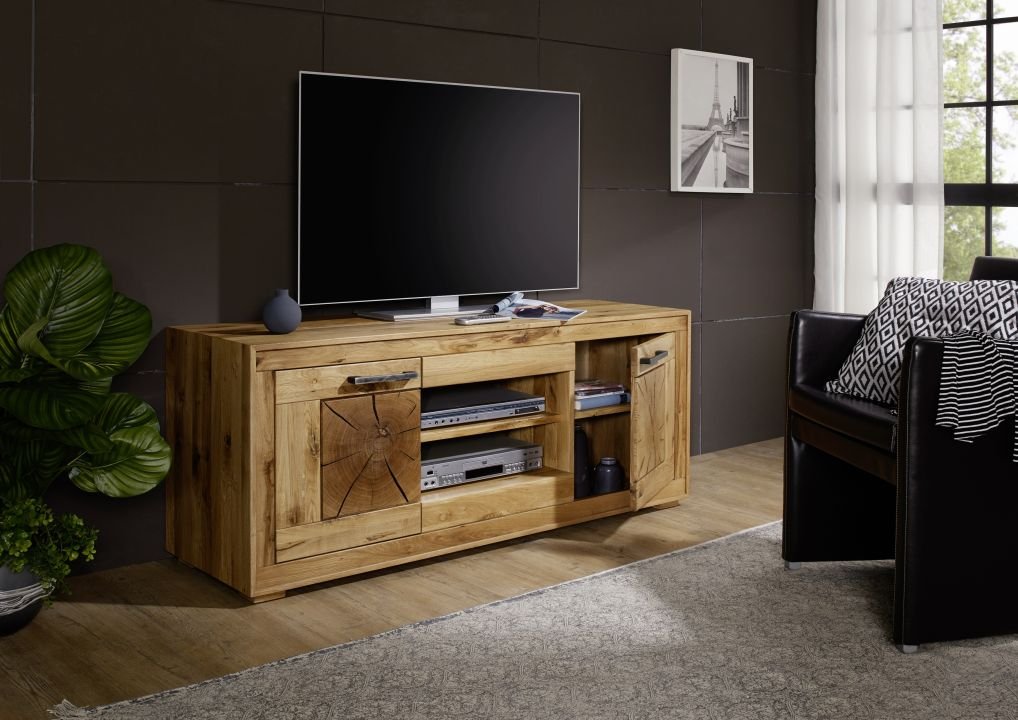 VERKAUFT - TV-Element II Woodlane  Wildeiche natur geölt 150 x 62 cm - AUSSTELLUNGSSTÜCK