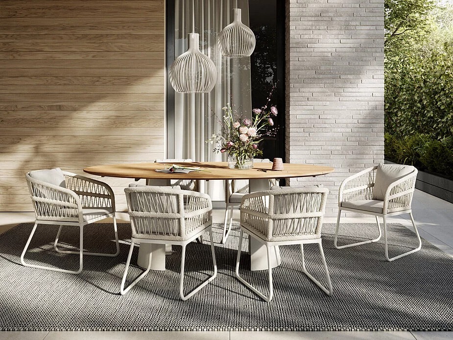 Armlehnstuhl JUSTB! MUSTERRING - inkl. Sitz- und Rückenkissen Ivory Stone