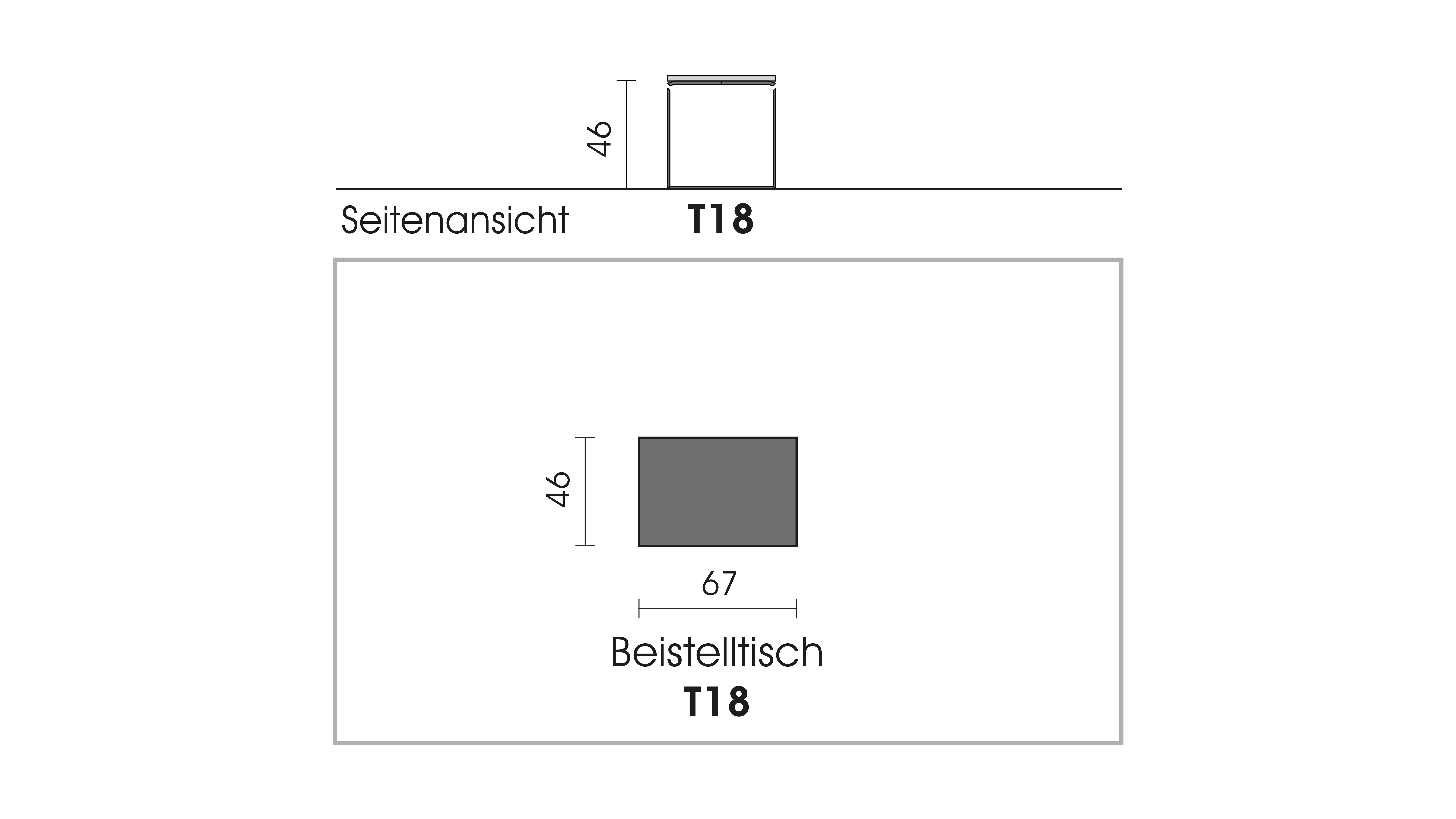 bullfrog Beistelltisch Nico, Räuchereiche lackiert, 46 x 67 cm, 5710-T18