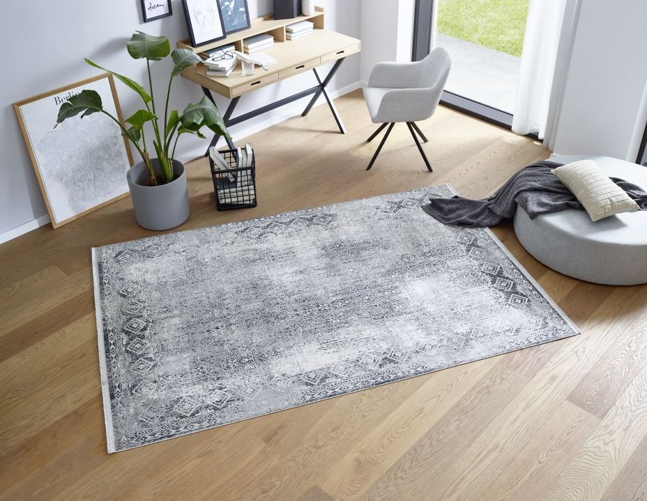 Astra Teppich Positano Bordüre grau/crem 80 x 150 cm