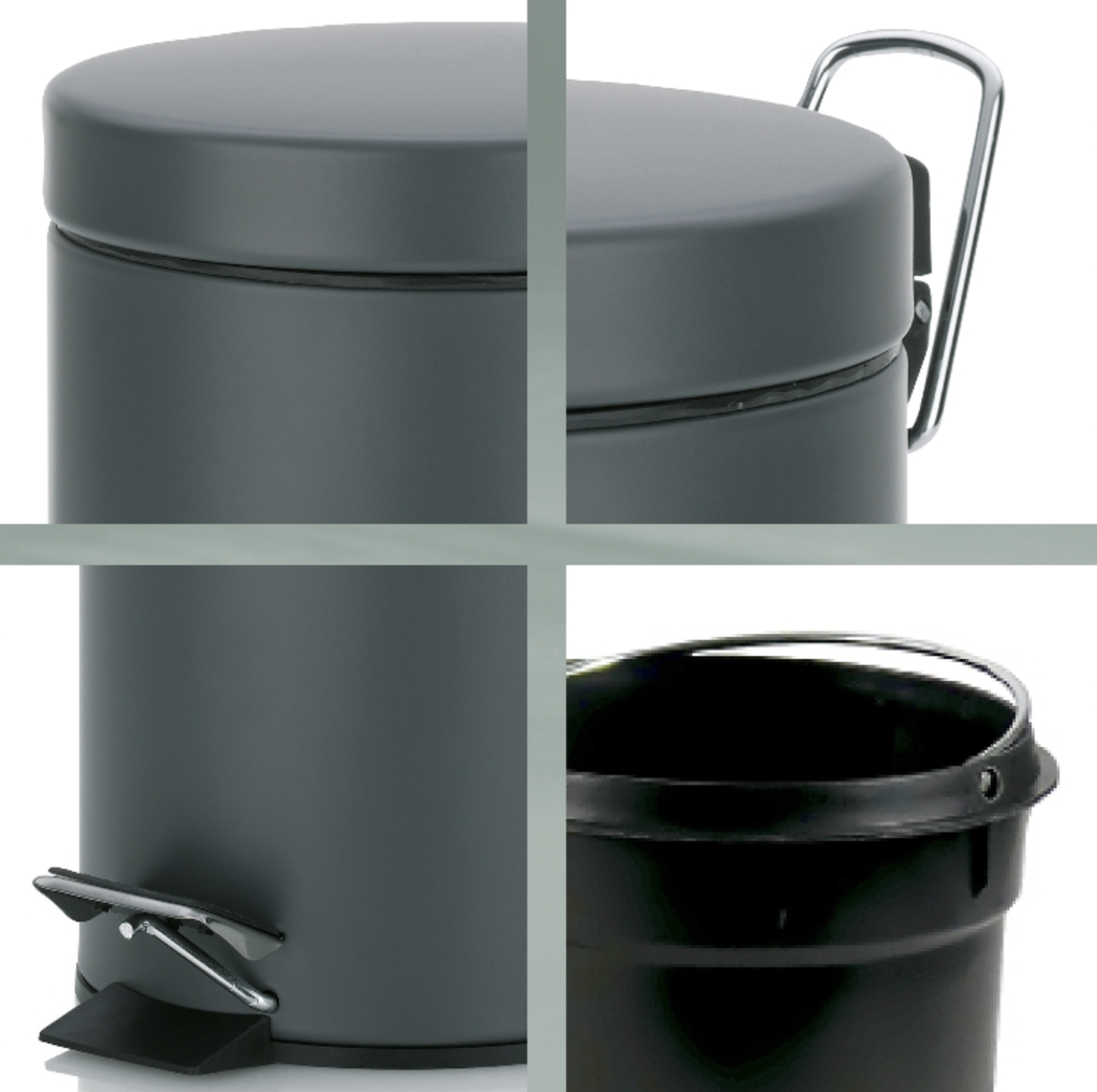 Kosmetikeimer 3L dunkelgrau matt - Kela Monaco