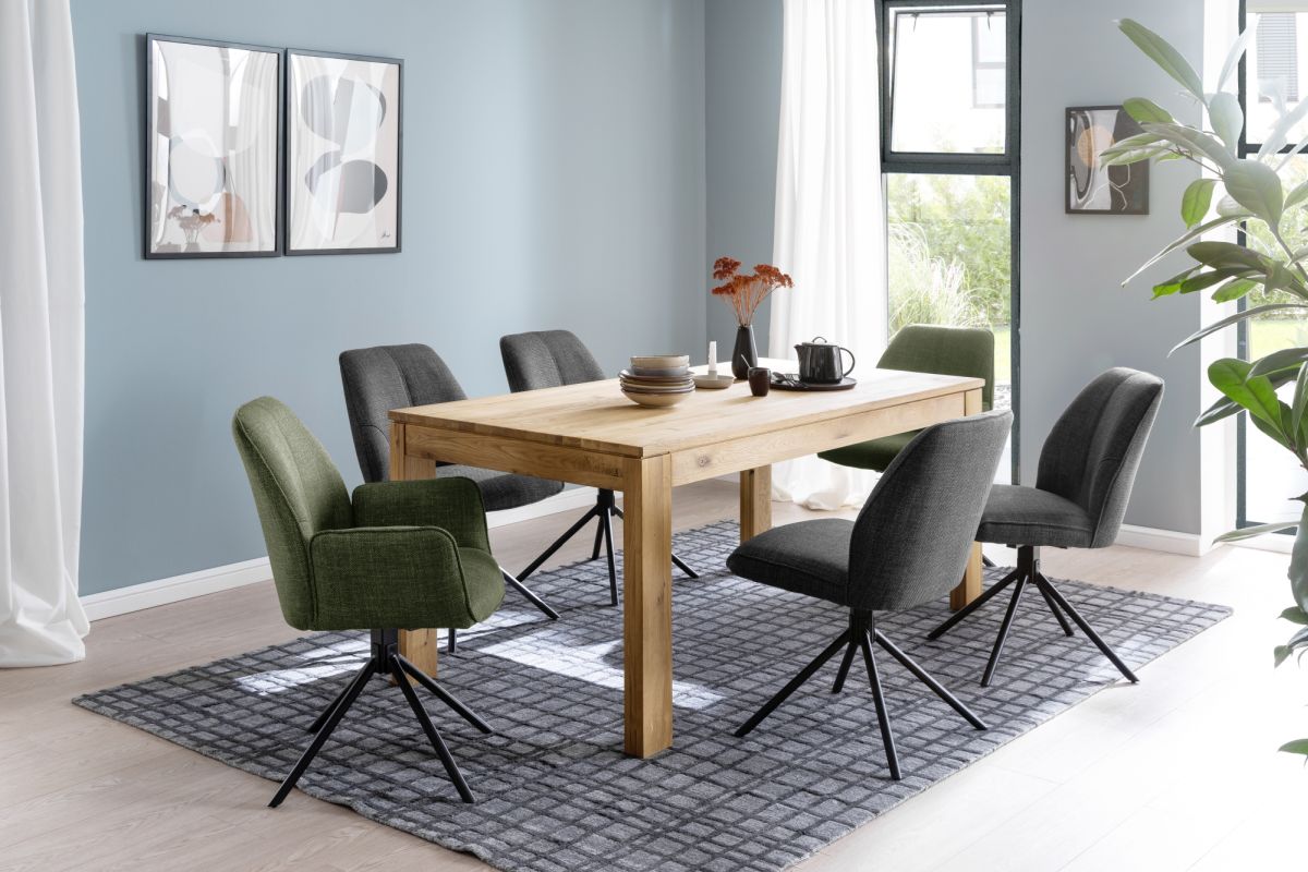 4 Fuß Stuhl Webstoff olive mit Keder - 180 Grad drehbar, mit Autoreturn - MCA furniture Pemba