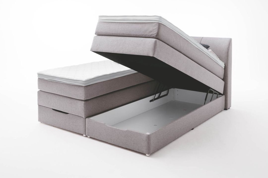 sun garden Boxspringbett BX1440 Modesto silber 180 x 200 cm